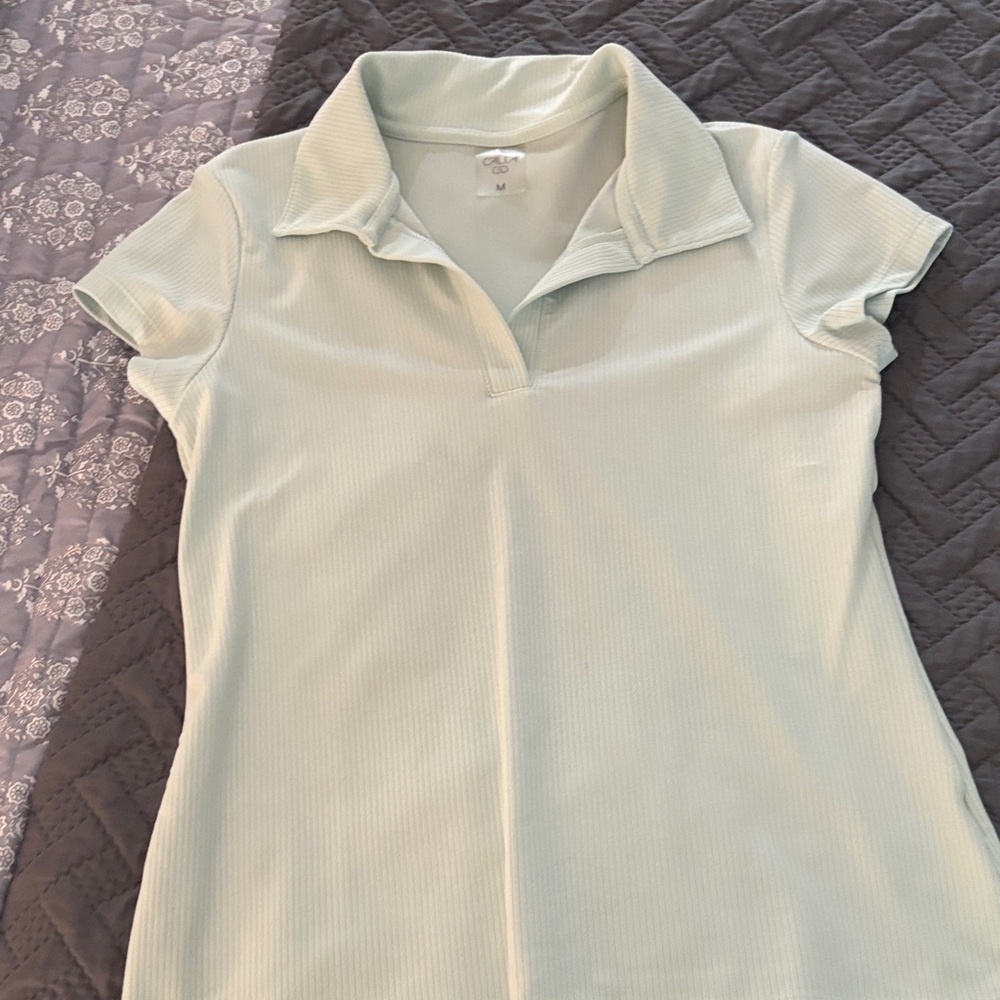 Elegant Mint Short Sleeve Polo Top